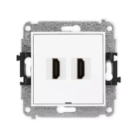 Karlik Mini biały Gniazdo 2x HDMI 2.0 bez ramki MHDMIBO-4