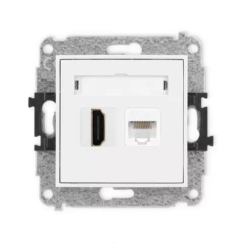 Karlik Mini biały Gniazdo 1x HDMI 2.0 + 1xRJ45 bez ramki MGHK