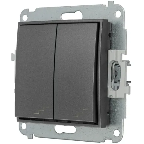 Mechanizm łącznika podwójnego schodowego producent Karlik seria Mini kolor Grafitowy kod 11MWP-33