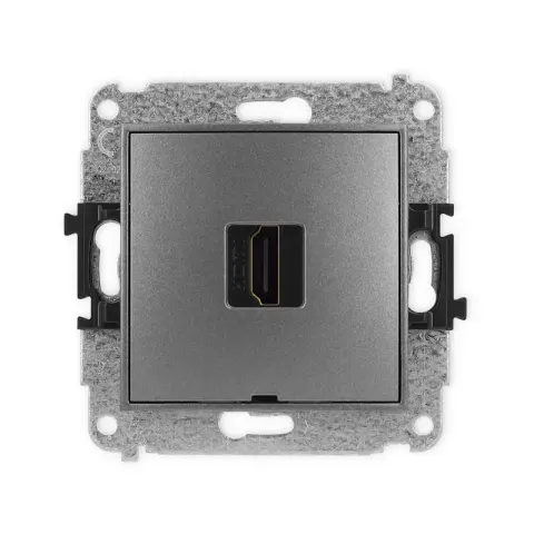 Mechanizm gniazda pojedynczego HDMI 2.0, 4K, bez pola opisowego producent Karlik seria Mini kolor Grafitowy kod 11MHDMIBO-3