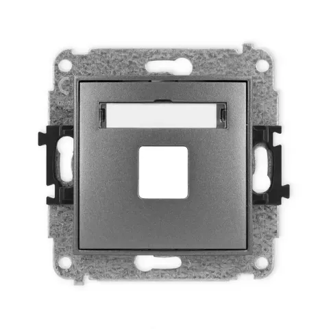 Mechanizm gniazda multimedialnego pojedynczego bez modułu (standard Keystone) producent Karlik seria Mini kolor Grafitowy kod 11MGM-1P