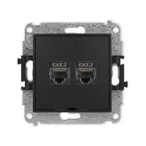 Karlik Mini czarny mat Gniazdo komputerowe 2xRJ45 bez ramki 12MGKBO-10