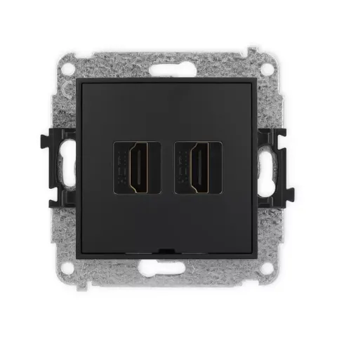 Karlik Mini czarny mat Gniazdo 2x HDMI 2.0 bez ramki 12MHDMIBO-4