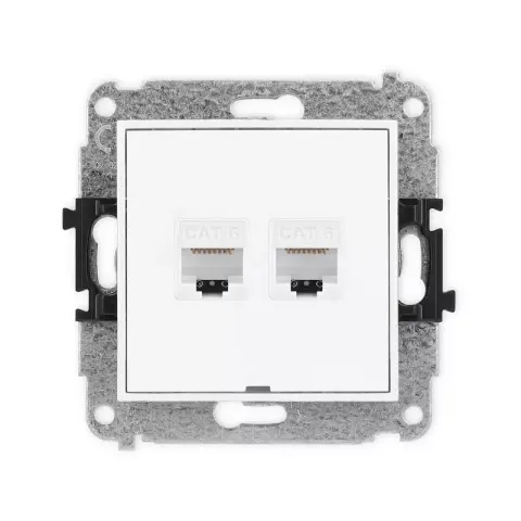 Karlik Mini biały mat Gniazdo komputerowe 2xRJ45 bez ramki 25MGKBO-4