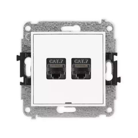 Karlik Mini biały mat Gniazdo komputerowe 2xRJ45 bez ramki 25MGKBO-10
