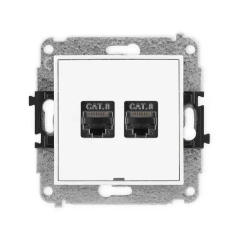 Karlik Mini biały mat Gniazdo komputerowe 2xRJ45 bez ramki 25MGKBO-12