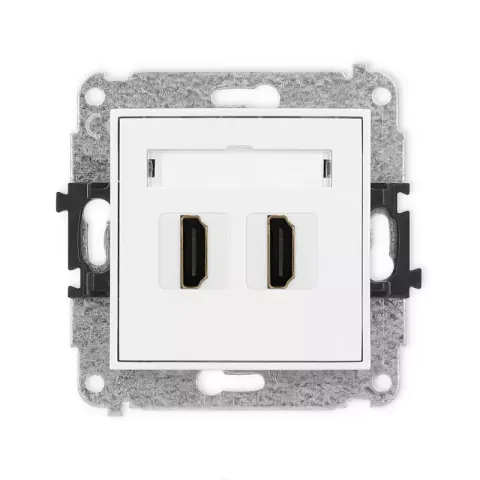Karlik Mini biały mat Gniazdo 2x HDMI 2.0 bez ramki 25MHDMI-4