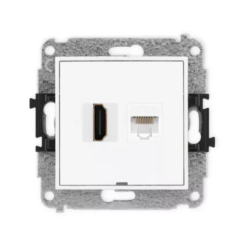 Karlik Mini biały mat Gniazdo 1x HDMI 2.0 + 1xRJ45 bez ramki 25MGHKBO
