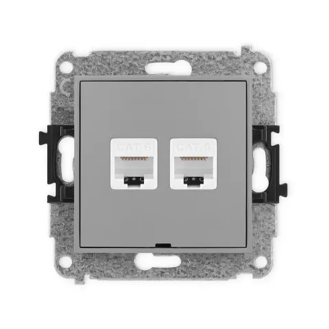 Karlik Mini szary mat Gniazdo komputerowe 2xRJ45 bez ramki 27MGKBO-4