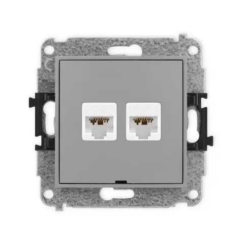 Karlik Mini szary mat Gniazdo komputerowe 2xRJ45 bez ramki 27MGKBO-8