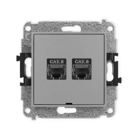 Karlik Mini szary mat Gniazdo komputerowe 2xRJ45 bez ramki 27MGKBO-12