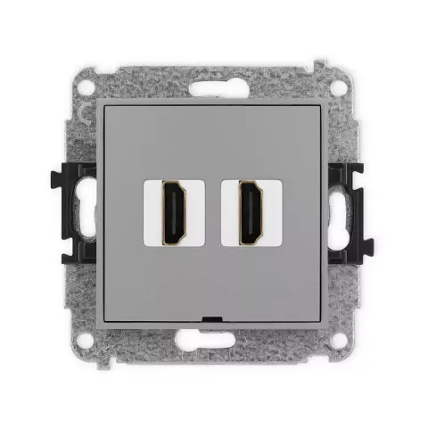 Karlik Mini szary mat Gniazdo 2x HDMI 2.0 bez ramki 27MHDMIBO-4