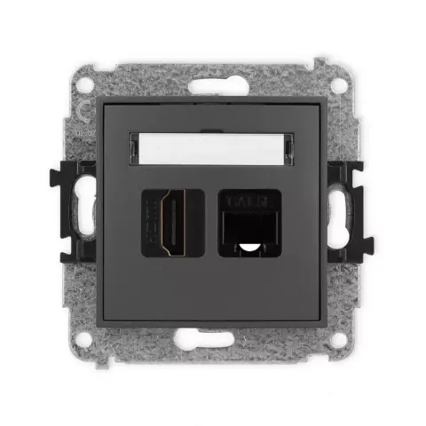 Karlik Mini grafitowy mat Gniazdo 1x HDMI 2.0 + 1xRJ45 bez ramki 28MGHK