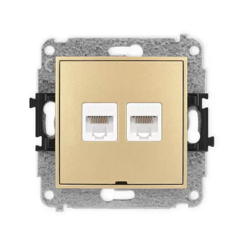 Karlik Mini złoty Gniazdo komputerowe 2xRJ45 bez ramki 29MGKBO-2