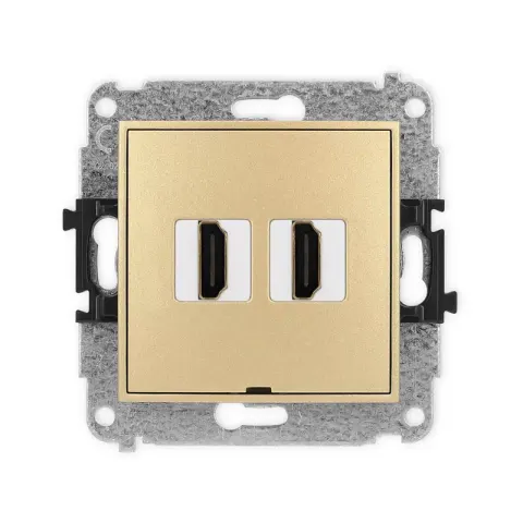 Karlik Mini złoty Gniazdo 2x HDMI 2.0 bez ramki 29MHDMIBO-4