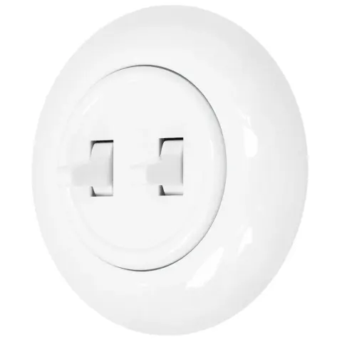 Włącznik podwójny retro z ramką kolor biały styl loft