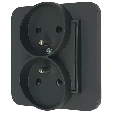 Gniazdo podwójne z ramką zaokrągloną seria MINI kolor grafitowy mat