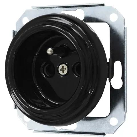 Gniazdo pojedyncze 2P+Z 'Retro ceramic' bez ramki, 16A-250V~, czarne TG-RC-51B