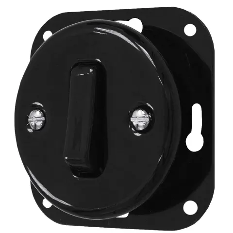 Łącznik dzwonkowy 'Retro ceramic' bez ramki, 10A-250V~, czarny TG-RC-111B
