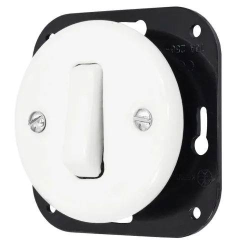 Łącznik schodowy 'Retro ceramic' bez ramki, 10A-250V~, biały TG-RC-120W
