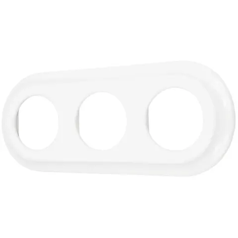 Ramka potrójna okrągła do wyłączników i gniazd 'Retro ceramic' - biała TC-RC-003RW