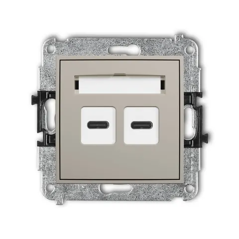 Karlik Seria Mini Mechanizm ładowarki USB podwójnej 2xUSB C, 20W max. kolor taupe symbol 60MCUSB-7