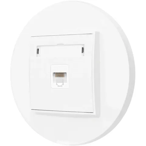 Gniazdo internetowe rj45 1x z ramką okrągłą seria MINI kolor biały mat