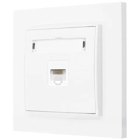 Gniazdo internetowe rj45 1x z ramką prostą seria MINI kolor biały mat