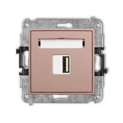 Mechanizm ładowarki USB pojedynczej USB A, 5W max., 5V, 1A producent Karlik seria Mini kolor Łososiowy kod 62MCUSB-1