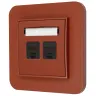 Gniazdo internetowe rj45 2x z ramką zaokrągloną seria MINI kolor terakota
