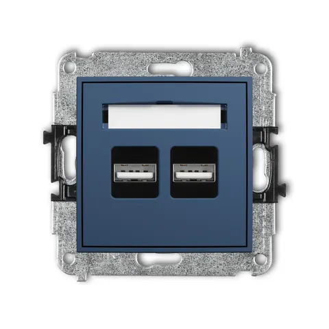 Karlik Seria Mini Mechanizm ładowarki USB podwójnej 2xUSB A, 15,5W max., 5V, 3.1A kolor navy blue symbol 64MCUSB-6
