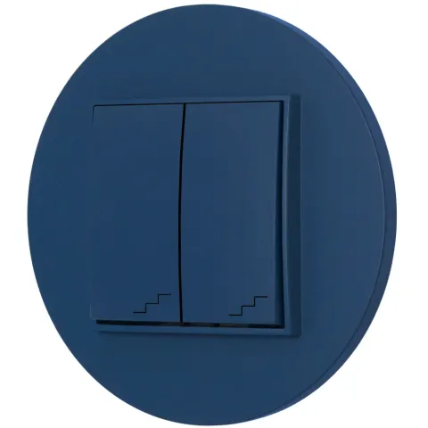 Włącznik schodowy podwójny z ramką okrągłą seria MINI kolor navy blue