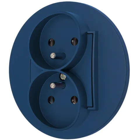 Gniazdo podwójne z ramką okrągłą seria MINI kolor navy blue