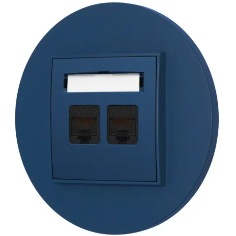 Gniazdo internetowe rj45 2x z ramką okrągłą seria MINI kolor navy blue