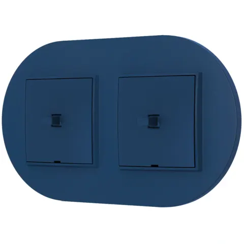 Dwa włączniki pojedyncze w stylu USA ramka okrągła seria Mini kolor navy blue