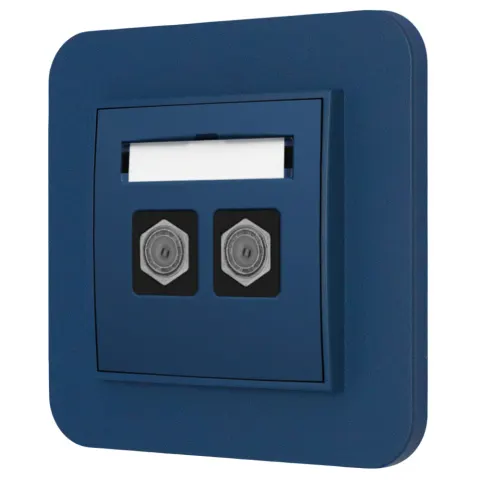 Gniazdo antenowe 2x z ramką zaokrągloną seria MINI kolor navy blue