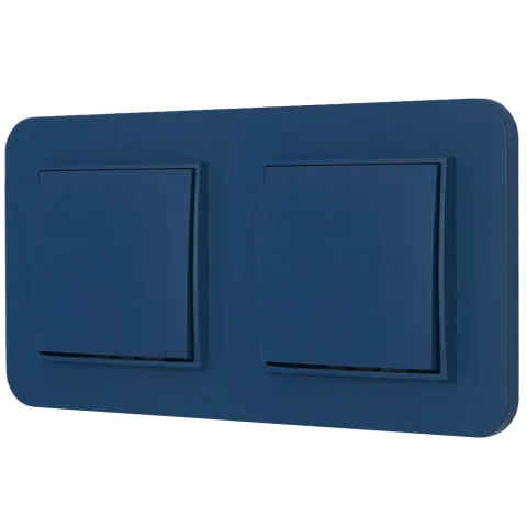 Dwa włączniki pojedyncze z ramką zaokrągloną seria MINI kolor navy blue