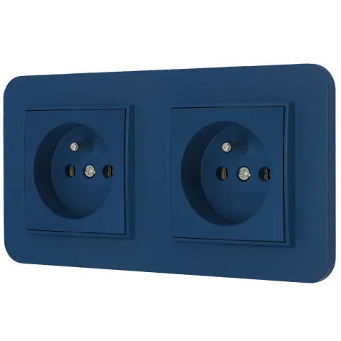 Dwa gniazda pojedyncze z ramką zaokrągloną seria MINI kolor navy blue