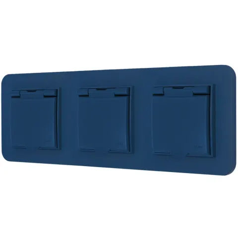 Trzy gniazda hermetyczne z ramką zaokrągloną seria MINI kolor navy blue