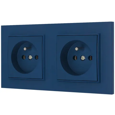Dwa gniazda pojedyncze z ramką kwadratową seria MINI kolor navy blue