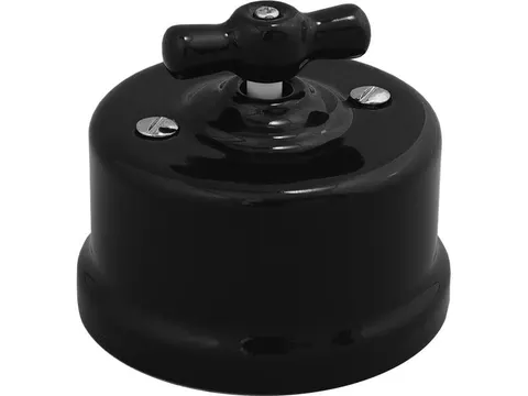 Łącznik dzwonkowy obrotowy natynkowy 'Retro ceramic' 10A-250V~, czarny