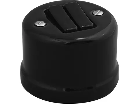 Łącznik podwójny schodowy natynkowy 'Retro ceramic' 10A-250V~, czarny