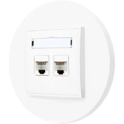 Gniazdo internetowe rj45 2x z ramką okrągłą seria MINI kolor biały