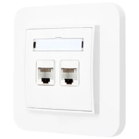 Gniazdo internetowe rj45 2x z ramką zaokrągloną seria MINI kolor biały