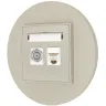 Gniazdo rj45/antenowe z ramką okrągłą seria MINI kolor taupe
