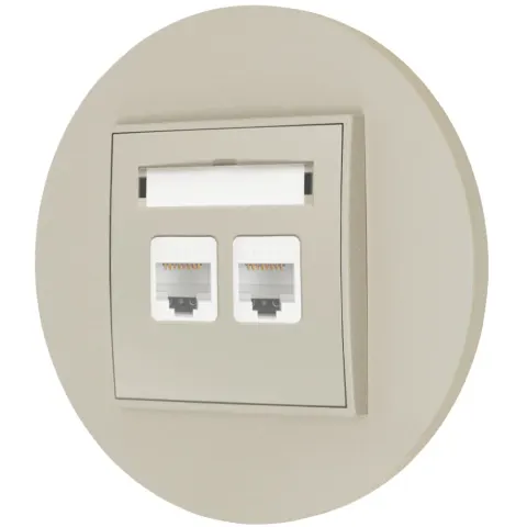 Gniazdo internetowe rj45 2x z ramką okrągłą seria MINI kolor taupe
