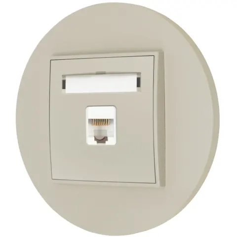 Gniazdo internetowe rj45 1x z ramką okrągłą seria MINI kolor taupe