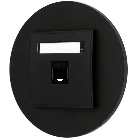Gniazdo internetowe rj45 1x z ramką okrągłą seria MINI kolor czarny mat