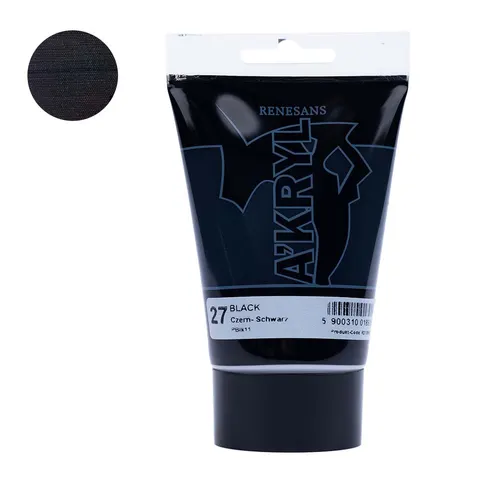Farba akrylowa Renesans A'kryl 100 ml - 27 Czarny