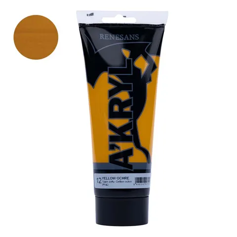 Farba akrylowa 200ml RENESANS ugier żółty nr 12